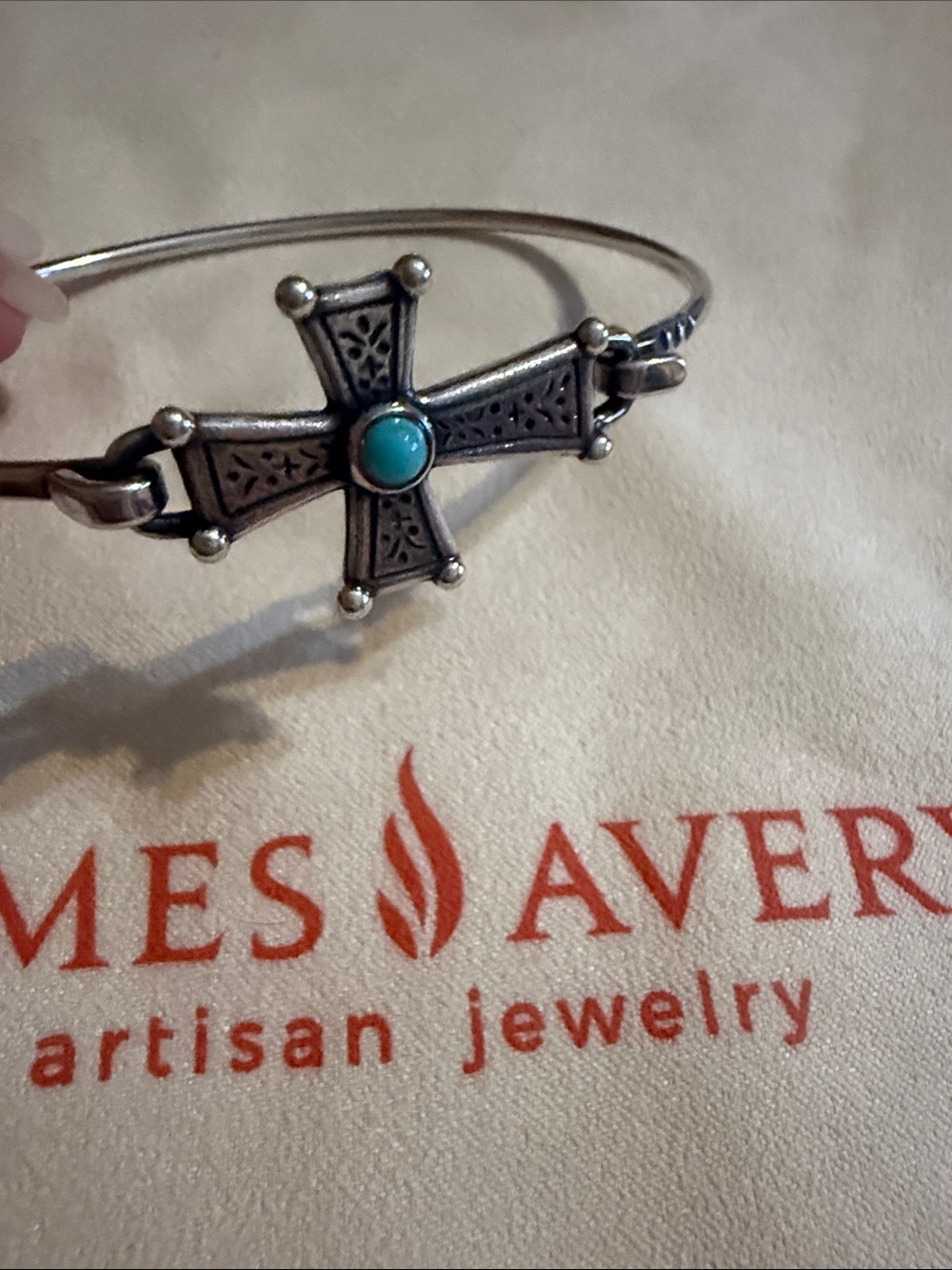 James Avery Retired Mission Cross Hook-On Bracelet with Turquoise preloved